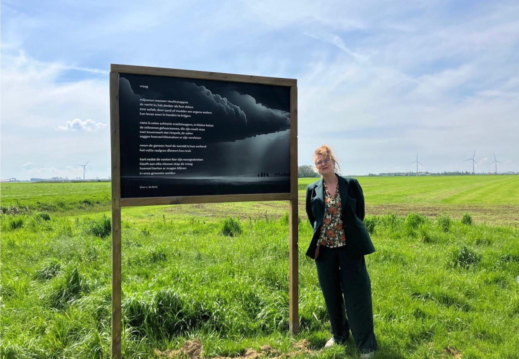 Dien Schelpenpad Pingjum Dien naast het gedicht Vraag aan Schelpenpad Pingjum